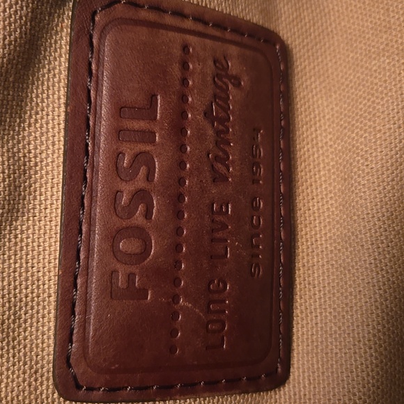 Boho FOSSIL Cameron Extra Large Canvas Tote w/Embroidered Detail Brown/Tan - Picture 10 of 10